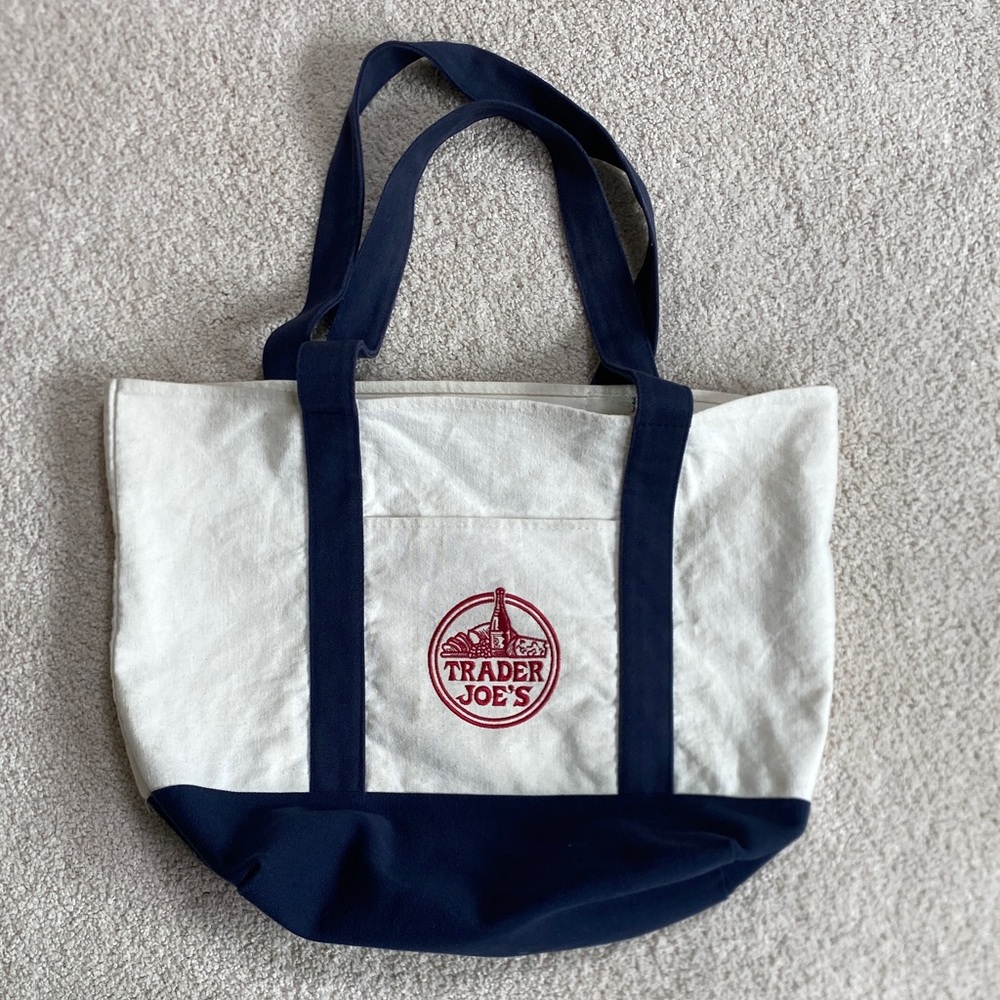Trader Joe's Canvas Tote with Navy Straps